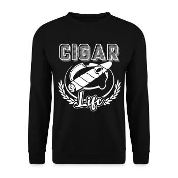 Cigar Smoking Cigar Life - Unisex Sweatshirt - black - Front - Alina (178cm) & Michal (187cm)