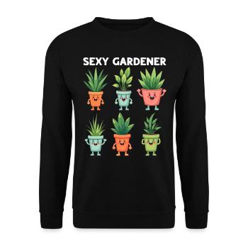 Amoureux des plantes Jardinage drôle - Jardinier sexy - Sweat-shirt Unisexe - noir - Devant - Alina (178cm) & Michal (187cm)
