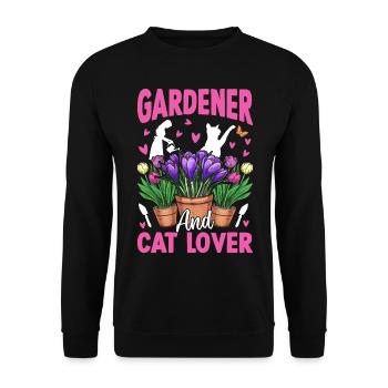 Gardener and cat lover - Hobby Gardener - Unisex Pullover - Schwarz - Vorne - Alina (178cm) & Michal (187cm)