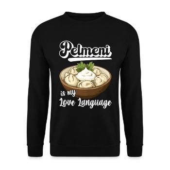 Pelmeni Russische Küche - Unisex Pullover - Schwarz - Vorne - Alina (178cm) & Michal (187cm)