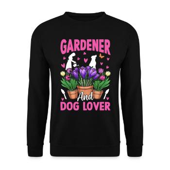 Gardener and dog lover - Hobby Gardener - Unisex Pullover - Schwarz - Vorne - Alina (178cm) & Michal (187cm)