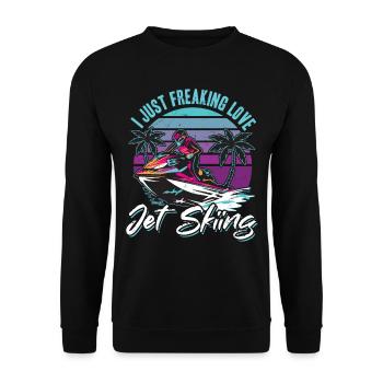 Jetski Lover - I just freaking love jet skiing - Unisex Pullover - Schwarz - Vorne - Alina (178cm) & Michal (187cm)