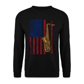 Saxophones American Flag - Unisex Sweatshirt - black - Front - Alina (178cm) & Michal (187cm)