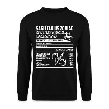 Sagittarius Zodiac Nutrition Facts Horoscope - Unisex Sweatshirt - black - Front - Alina (178cm) & Michal (187cm)