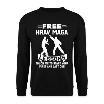 Krav Maga Free Krav Maga Lessons - Unisex Sweatshirt - black - Front - Alina (178cm) & Michal (187cm)