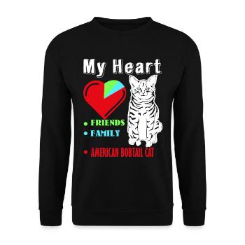 I Love American Bobtail - Unisex Sweatshirt - black - Front - Alina (178cm) & Michal (187cm)
