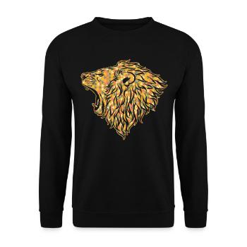 Lion Geometric - Unisex Sweatshirt - black - Front - Alina (178cm) & Michal (187cm)