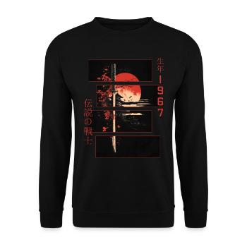 Japanische Zeichen Krieger Vintage 1967 Geburtstag - Unisex Pullover - Schwarz - Vorne - Alina (178cm) & Michal (187cm)
