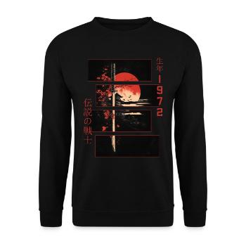 Japanische Zeichen Krieger Vintage 1972 Geburtstag - Unisex Pullover - Schwarz - Vorne - Alina (178cm) & Michal (187cm)