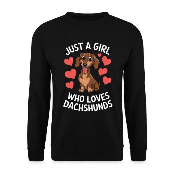 Just a Girl Who Loves Dachshunds - Unisex Pullover - Schwarz - Vorne - Alina (178cm) & Michal (187cm)