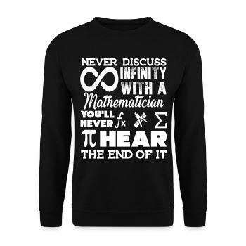 Mathematician Never Discuss Infinity with a Math - Unisex Sweatshirt - black - Front - Alina (178cm) & Michal (187cm)