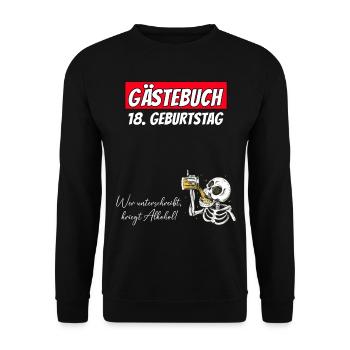 18th Birthday Guestbook Signatures Alcohol - Unisex Sweatshirt - black - Front - Alina (178cm) & Michal (187cm)