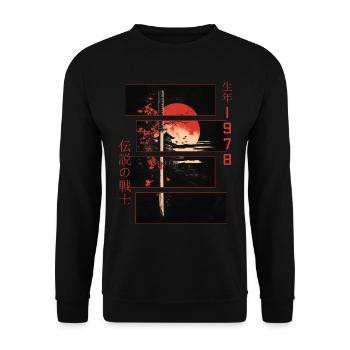 Japanische Zeichen Krieger Vintage 1978 Geburtstag - Unisex Pullover - Schwarz - Vorne - Alina (178cm) & Michal (187cm)