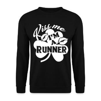 St Patrick's Day Kiss Me I am A Runner - Unisex Sweatshirt - black - Front - Alina (178cm) & Michal (187cm)