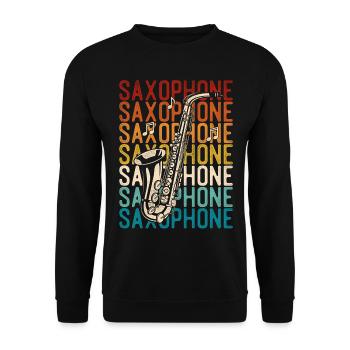 Saxophone Retro Vintage Saxophone - Unisex Pullover - Schwarz - Vorne - Alina (178cm) & Michal (187cm)