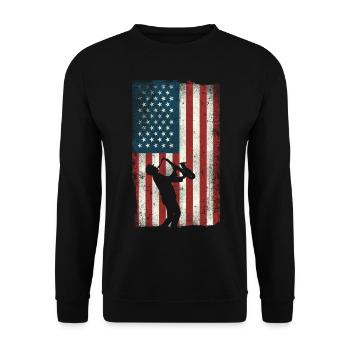 Saxophones American Flag - Unisex Sweatshirt - black - Front - Alina (178cm) & Michal (187cm)