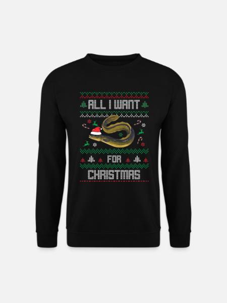 All I Want for Christmas Lustig Fischen - Unisex Pullover - Schwarz