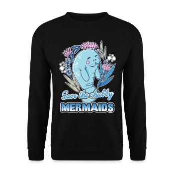 Manatee Save Chubby Mermaids - Unisex Sweatshirt - black - Front - Alina (178cm) & Michal (187cm)