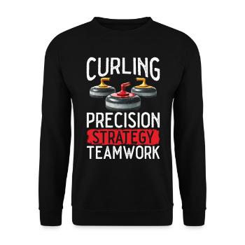 Eisstockschießen Curling Curler Stockschießen - Unisex Pullover - Schwarz - Vorne - Alina (178cm) & Michal (187cm)