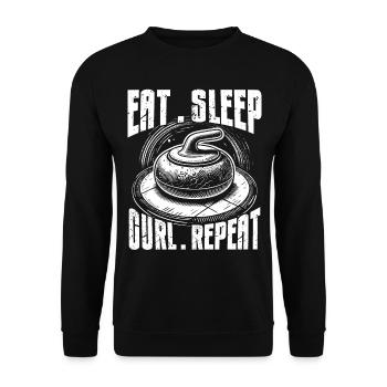 Eisstockschießen Curling Curler Stockschießen - Unisex Pullover - Schwarz - Vorne - Alina (178cm) & Michal (187cm)