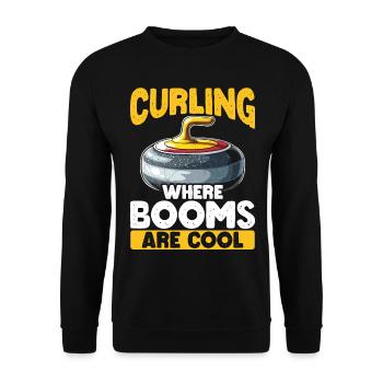 Eisstockschießen Curling Curler Stockschießen - Unisex Pullover - Schwarz - Vorne - Alina (178cm) & Michal (187cm)