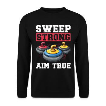 Eisstockschießen Curling Curler Stockschießen - Unisex Pullover - Schwarz - Vorne - Alina (178cm) & Michal (187cm)
