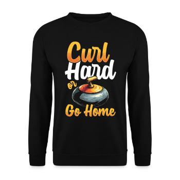 Eisstockschießen Curling Curler Stockschießen - Unisex Pullover - Schwarz - Vorne - Alina (178cm) & Michal (187cm)