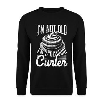 Eisstockschießen Curling Curler Stockschießen - Unisex Pullover - Schwarz - Vorne - Alina (178cm) & Michal (187cm)