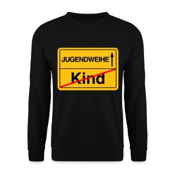 Jugendweihe Ortsschild Brauch DDR Tradition - Unisex Pullover - Schwarz - Vorne - Alina (178cm) & Michal (187cm)