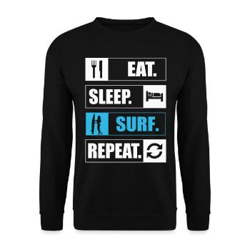 Eat Sleep Surf Repeat Surfen - Unisex Sweatshirt - black - Front - Alina (178cm) & Michal (187cm)