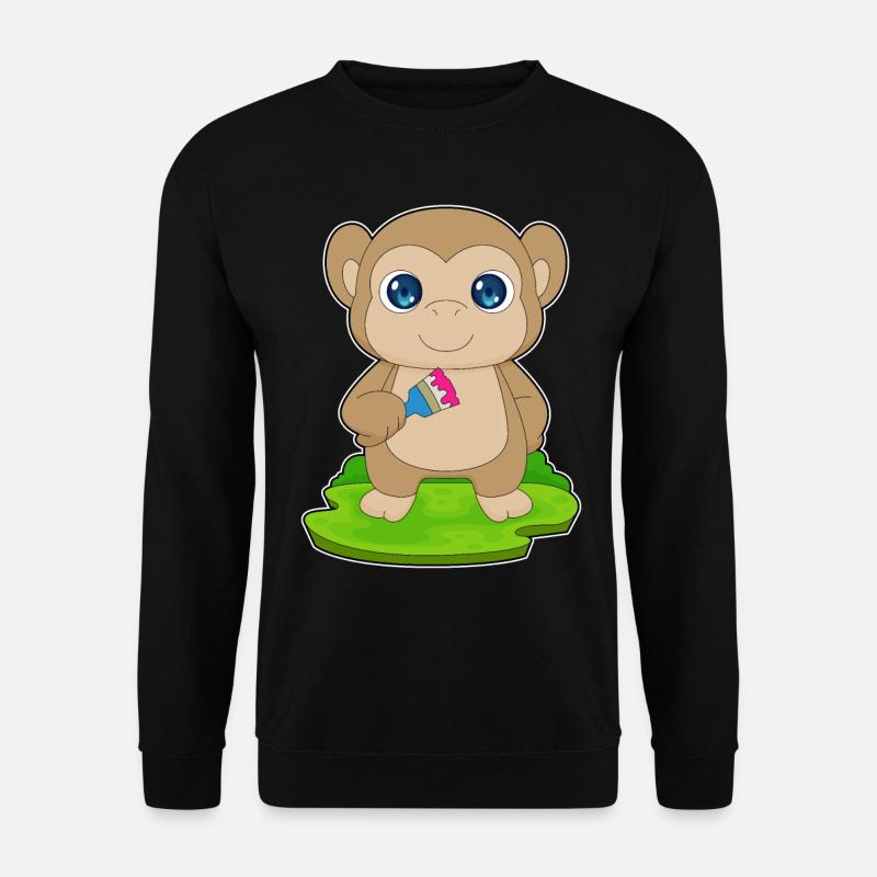Monkey Painter Brush Painting - Unisex Sweatshirt - black