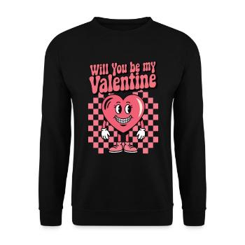 Will You Be My Valentine Retro Heart - Unisex Sweatshirt - black - Front - Alina (178cm) & Michal (187cm)