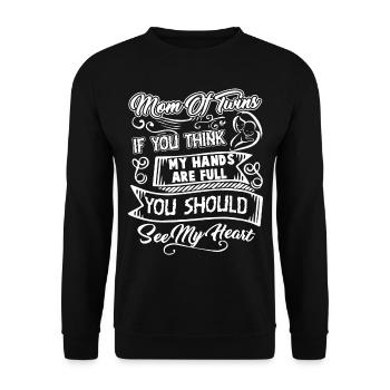 Mom of Twins Mother's Day - Unisex Sweatshirt - black - Front - Alina (178cm) & Michal (187cm)