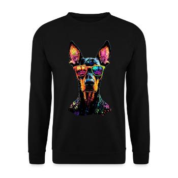 Dobermann Hunde Motiv Wachhund Stolze Dobermänner - Unisex Pullover - Schwarz - Vorne - Alina (178cm) & Michal (187cm)