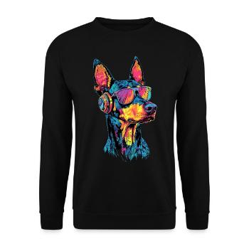 Dobermann Hunde Motiv Wachhund Stolze Dobermänner - Unisex Pullover - Schwarz - Vorne - Alina (178cm) & Michal (187cm)