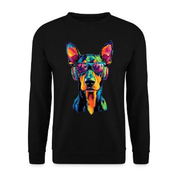 Dobermann Hunde Motiv Wachhund Stolze Dobermänner - Unisex Pullover - Schwarz - Vorne - Alina (178cm) & Michal (187cm)
