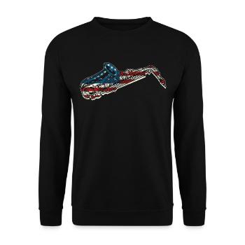 Saxophones American Flag - Unisex Sweatshirt - black - Front - Alina (178cm) & Michal (187cm)