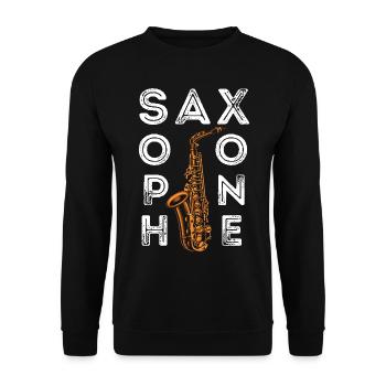 Saxophones Saxophones - Unisex Sweatshirt - black - Front - Alina (178cm) & Michal (187cm)