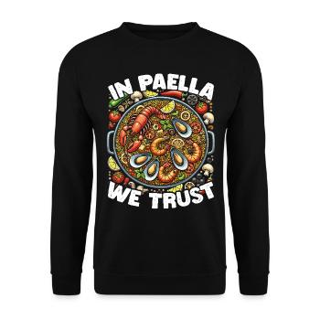 Paella Spanische Küche Meeresfrüchte - Unisex Pullover - Schwarz - Vorne - Alina (178cm) & Michal (187cm)