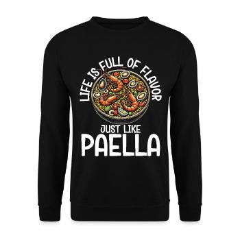 Paella Spanische Küche Meeresfrüchte - Unisex Pullover - Schwarz - Vorne - Alina (178cm) & Michal (187cm)