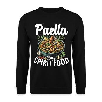 Paella Spanische Küche Meeresfrüchte - Unisex Pullover - Schwarz - Vorne - Alina (178cm) & Michal (187cm)