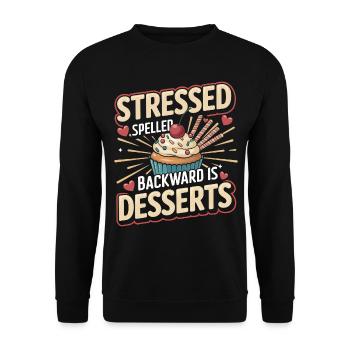 Stressed Spelled Backward Is Desserts Food Lover - Unisex Sweatshirt - black - Front - Alina (178cm) & Michal (187cm)