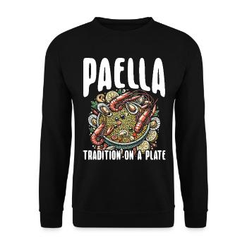 Paella Spanische Küche Meeresfrüchte - Unisex Pullover - Schwarz - Vorne - Alina (178cm) & Michal (187cm)