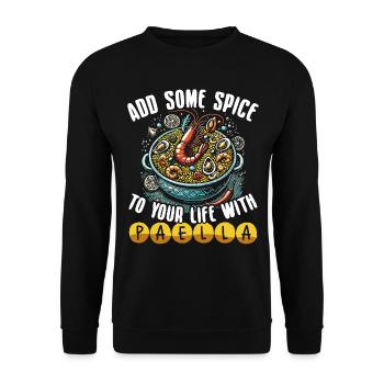 Paella Spanische Küche Meeresfrüchte - Unisex Pullover - Schwarz - Vorne - Alina (178cm) & Michal (187cm)