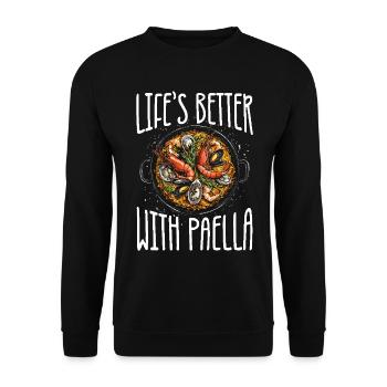 Paella Spanische Küche Meeresfrüchte - Unisex Pullover - Schwarz - Vorne - Alina (178cm) & Michal (187cm)