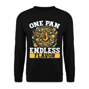 Paella Spanische Küche Meeresfrüchte - Unisex Pullover - Schwarz - Vorne - Alina (178cm) & Michal (187cm)
