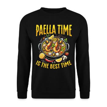 Paella Spanische Küche Meeresfrüchte - Unisex Pullover - Schwarz - Vorne - Alina (178cm) & Michal (187cm)