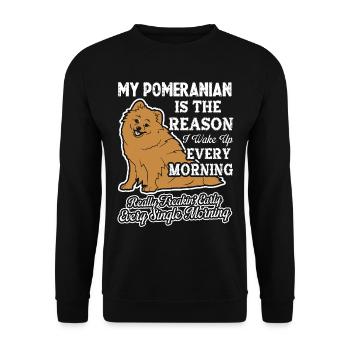 My Pomeranian The Reason I Wake Up Early - Unisex Sweatshirt - black - Front - Alina (178cm) & Michal (187cm)