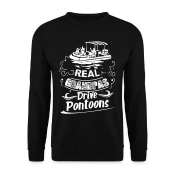 Pontooning Real Grandpas Drive Pontoons - Unisex Sweatshirt - black - Front - Alina (178cm) & Michal (187cm)