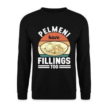 Pelmeni Russische Küche - Unisex Pullover - Schwarz - Vorne - Alina (178cm) & Michal (187cm)